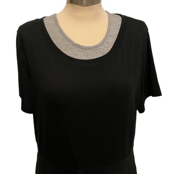 Nemidor Black Slinky Short Sleeve Dress With Pockets Size 16 - Picture 5 of 7